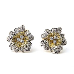 18YG Dia Floral Earrings 1.41TDW