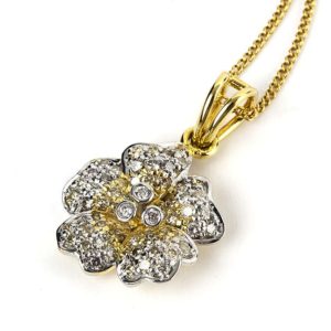 18YG Diamond Floral Pendant 0.71TDW