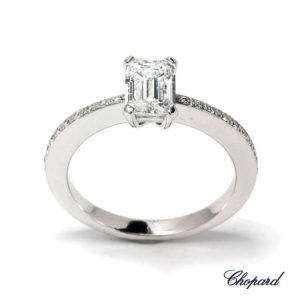18WG Chopard  Ring  1.05CT Emerald Cut