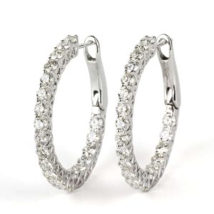 18WG Diamond Full Hoop Earrings 2.77TDW