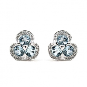 18WG Diamonds and Aqua Earrings