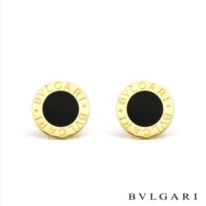 18YG Bvlgari Black Onyx Earrings