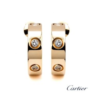 18YG Cartier Diamond Love Earrings