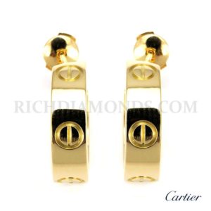 18YG Cartier Love Stud Hoop Earrings