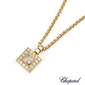 18YG Chopard Happy Diamonds Square Necklace 79/2896-20