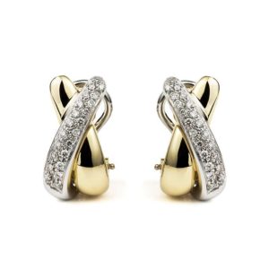 18YG Diamond Pave Earrings 0.88TDW