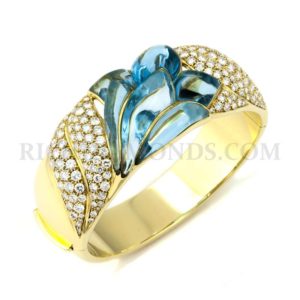 18YG Diamond & Aqua Bangle
