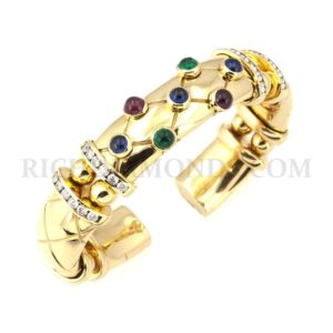 18YG Multi Stone C Bangle
