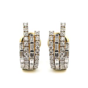 18YG Diamond Half Hoop Earrings