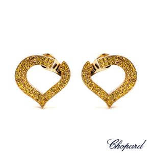 Chopard 18k Yellow Gold Yellow Sapphire Heart Earrings 84/6799-0002
