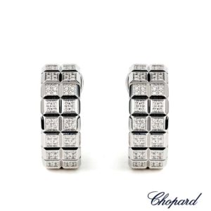 Chopard 18k White Gold Diamond Ice Cube Earrings B&P 84/3791-1001