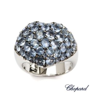 Chopard 18k White Gold Sapphire Heart Ring 82/3425-1109