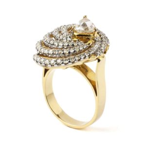18k Yellow Gold Diamond Swirl Design Ring 2.49ct Total