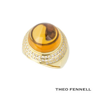 Theo Fennell 18k Yellow Gold Diamond and Amethyst Dress Ring