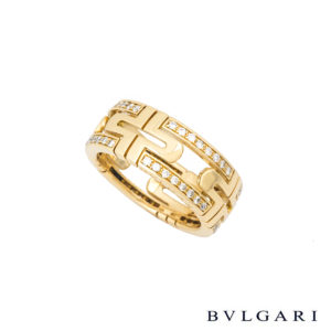 Bvlgari 18k Yellow Gold Diamond Set Parentesi Ring