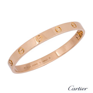 Cartier 18k Rose Gold Love Bangle Size 17 B&P B6035617