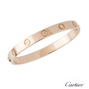 Cartier 18k Rose Gold Plain Love Bangle Size 16 B6035616