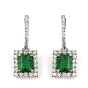 18k White Gold Emerald and Diamond Set Earrings 4.90ct