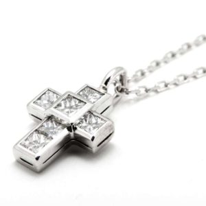 18ct White Gold Princess Cut Diamond Cross