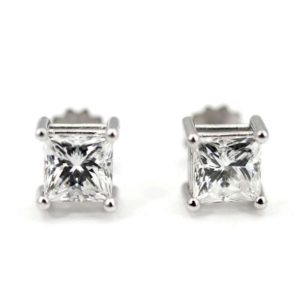 18ct White Gold Princess Cut Diamond Earrings
