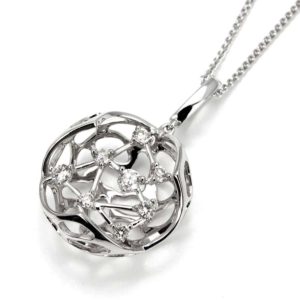18ct White Gold Diamond Love-Nest Pendant