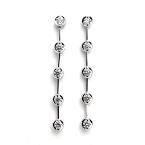 18ct White Gold Diamond Knife Edge Line Earrings