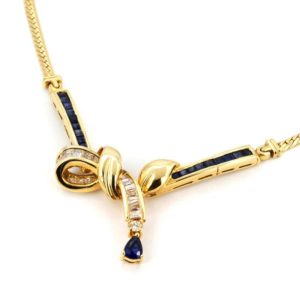 18ct Yellow Gold Sapphire and Diamond Necklace
