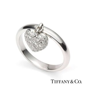 Tiffany & Co. Diamond Pave Heart Ring in Platinum