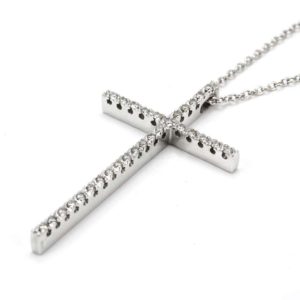 18k White Gold Diamond Cross