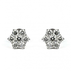 18k White Gold Diamond Cluster Earrings 2.50ct