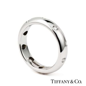 Tiffany & Co. Platinum  Etoile Diamond Wedding Band Size 50