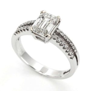 18k White Gold Emerald Cut Diamond Ring 1.52ct G/VS2