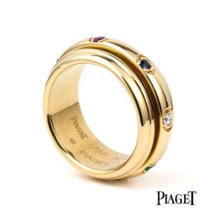 Piaget 18ct Yellow Gold Multi Stone Ring Size 54