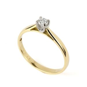 18YG 0.21ct F/SI2 Round Diamond Ring