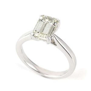 18WG 2.03 J/VVS1 Emerald Cut Diamond Ring