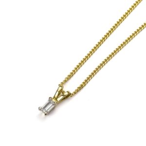 18k Yellow Gold 0.16ct G/VS Emerald cut Diamond Pendant