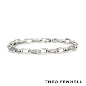 Theo Fennell 18ct White Gold Medium Oval Diamond Link Bracelet