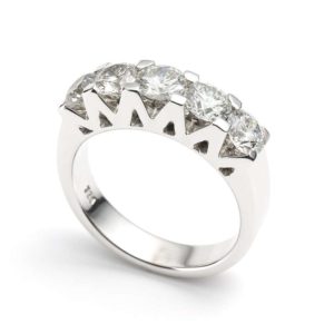 18WG 1.89TDW  5 Stone Diamond Ring