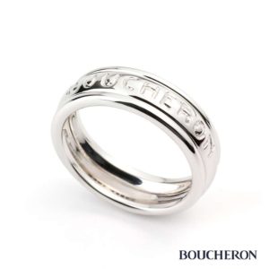 Boucheron 18k White Gold Bevelled Edge Band