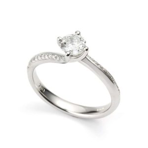 18WG 0.48ct E/SI1 Round Old Cut Diamond Ring