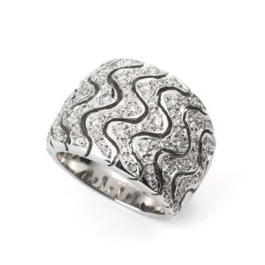 18WG 1.00TDW Wave Design Dress Ring