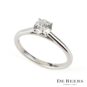 De Beers Platinum Diamond Solitaire Ring 0.53ct F/VS2