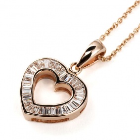 18ct Rose Gold Pink Diamond Heart Pendant 0.35ct Total