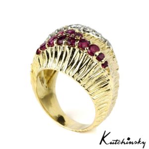Kutchinsky 18k Yellow Gold Diamond & Ruby Dress Ring