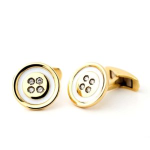 18k Yellow Gold Enamel & Diamond Cufflinks