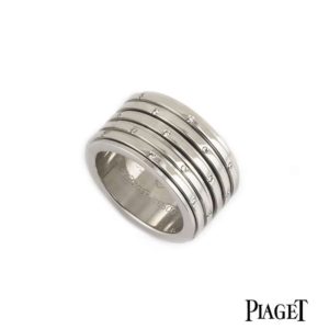 Piaget 18k White Gold Diamond Possession Ring Size 55 B&P G34PO852