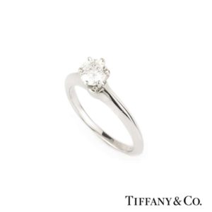 Tiffany & Co. Round Brilliant Cut Diamond Ring in Platinum 0.66ct E/VS1