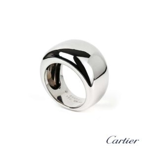 Cartier 18k White Gold Nouvelle Vauge Dome Ring Size 52