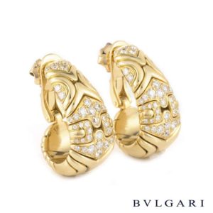 Bvlgari 18K Yellow Gold Parentesi Diamond Earrings c.1988