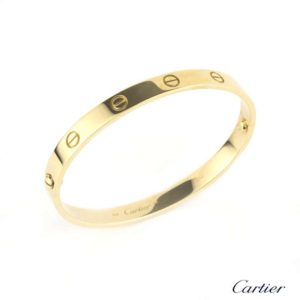 Cartier 18k Yellow Gold Love Bangle Size 21 B&P B6035521